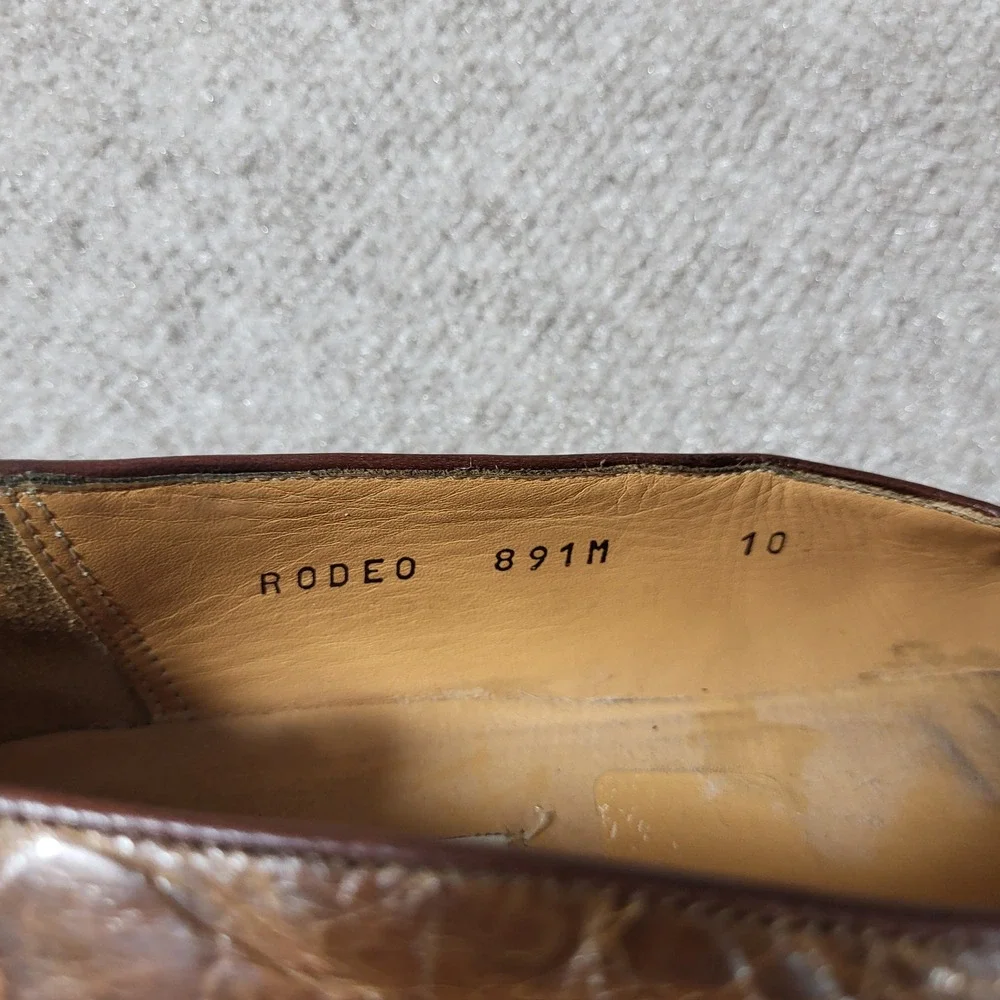 Mezlan Loafers Mens 10 Brown Alligator Tassel Kiltie Platinum Rodeo Spain Luxury